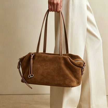 Leather Suede Business Shoulder Bag - zoraflux