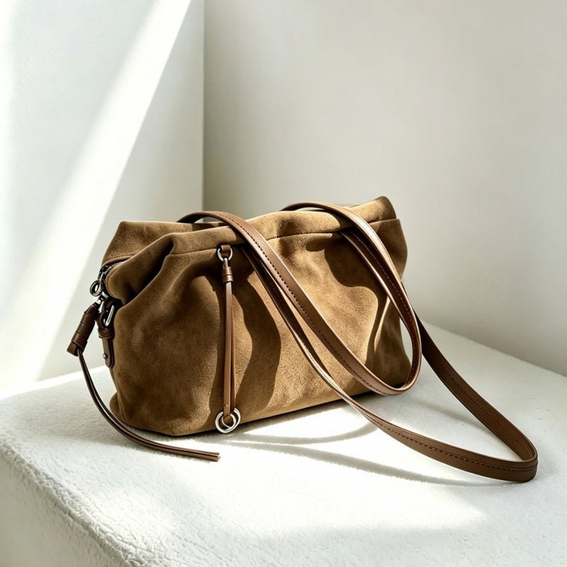 Leather Suede Business Shoulder Bag - zoraflux