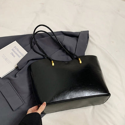 Leather tassel pendant commuter shoulder tote bag - zoraflux