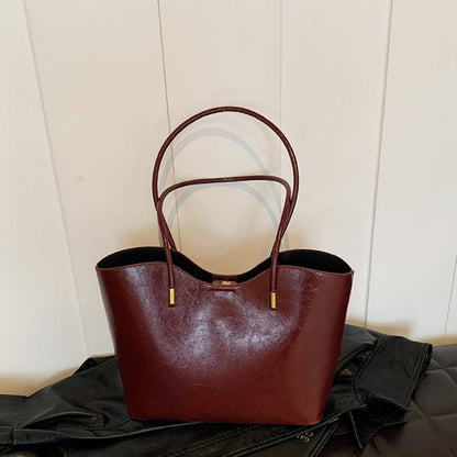 Leather tassel pendant commuter shoulder tote bag - zoraflux