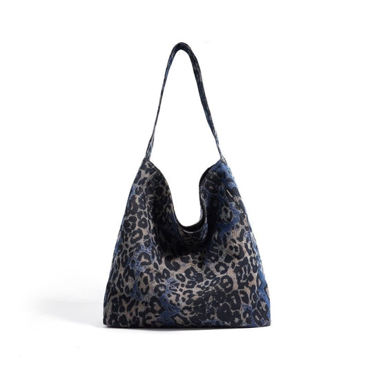 Leopard print camouflage canvas tote bag - zoraflux
