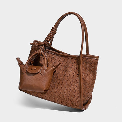 Matte hand-woven texture handbag free purse - zoraflux