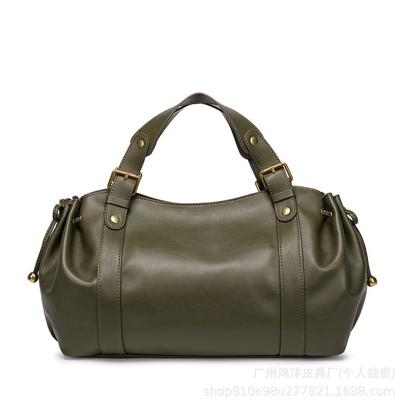 Multi-color Drawstring Soft Leather Pleated Tote Bag - zoraflux