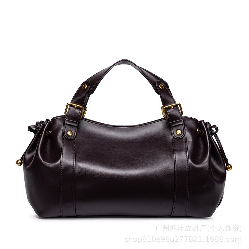 Multi-color Drawstring Soft Leather Pleated Tote Bag - zoraflux