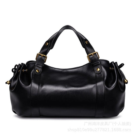 Multi-color Drawstring Soft Leather Pleated Tote Bag - zoraflux