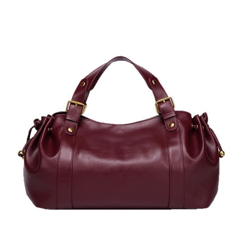 Multi-color Drawstring Soft Leather Pleated Tote Bag - zoraflux