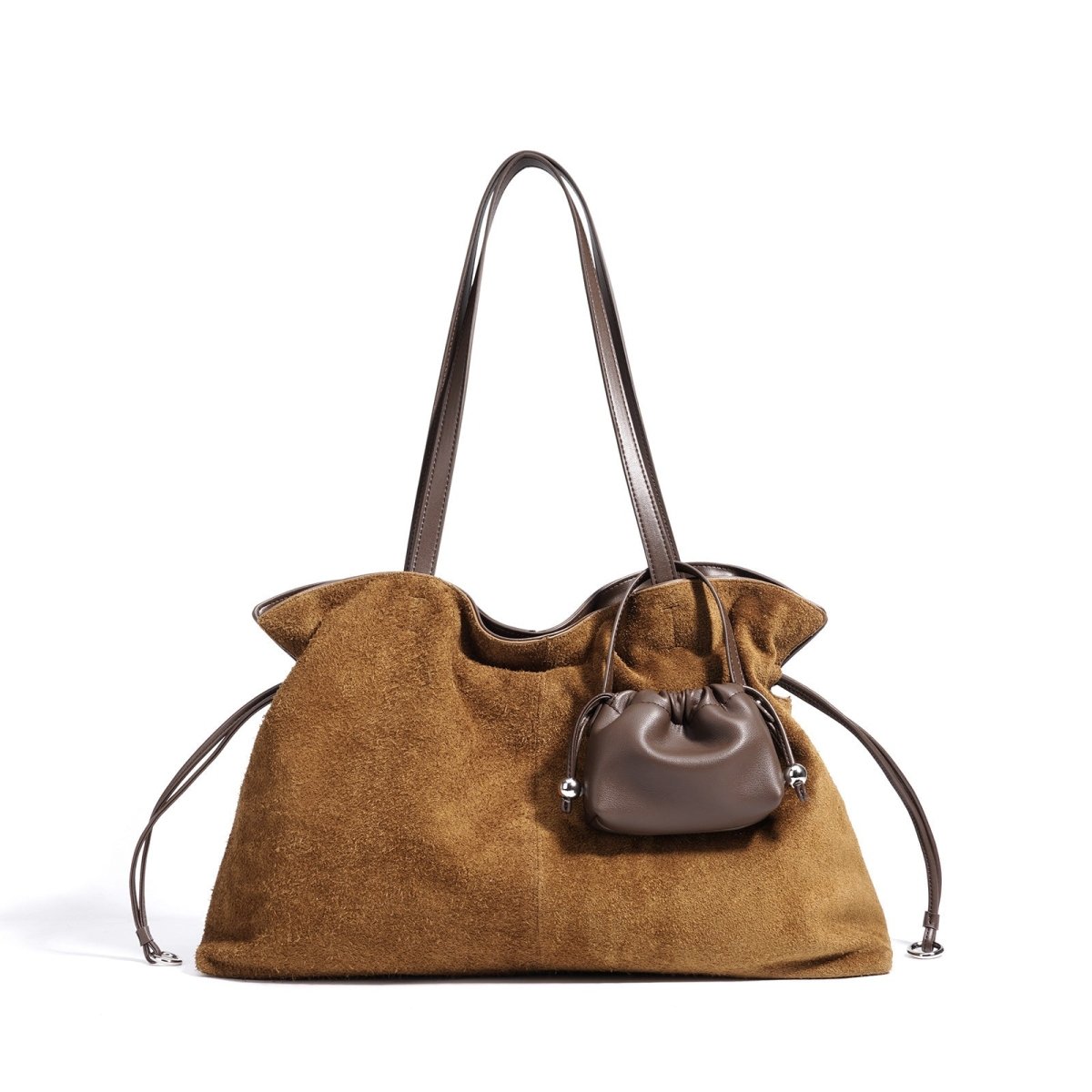 New pleated frosted cowhide drawstring handbag - zoraflux