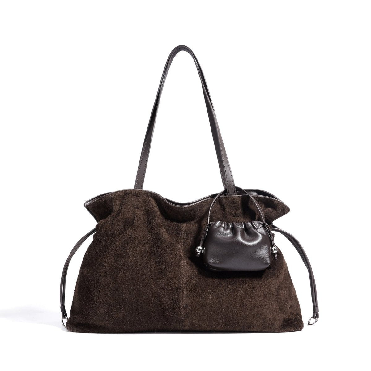 New pleated frosted cowhide drawstring handbag - zoraflux