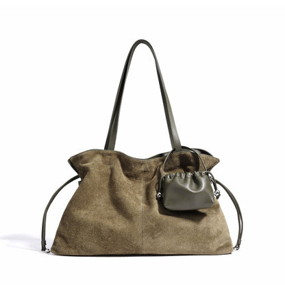 New pleated frosted cowhide drawstring handbag - zoraflux
