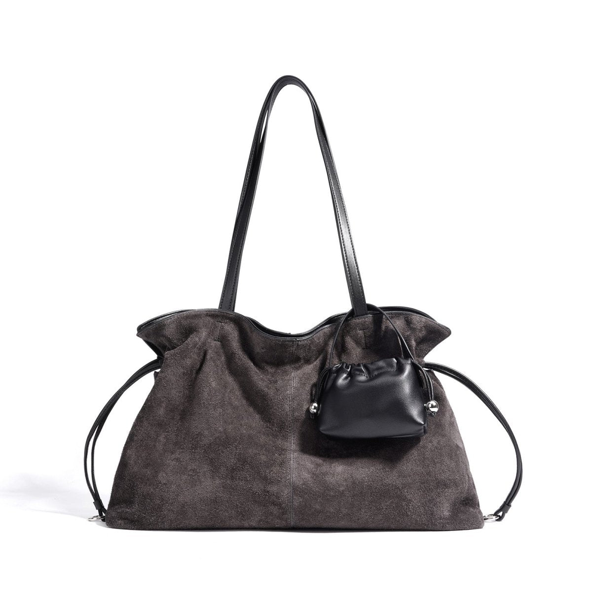 New pleated frosted cowhide drawstring handbag - zoraflux