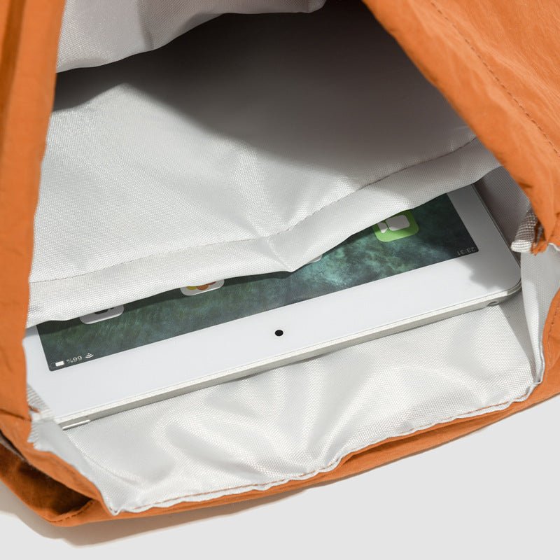 Nylon flip - top drawstring travel backpack - zoraflux