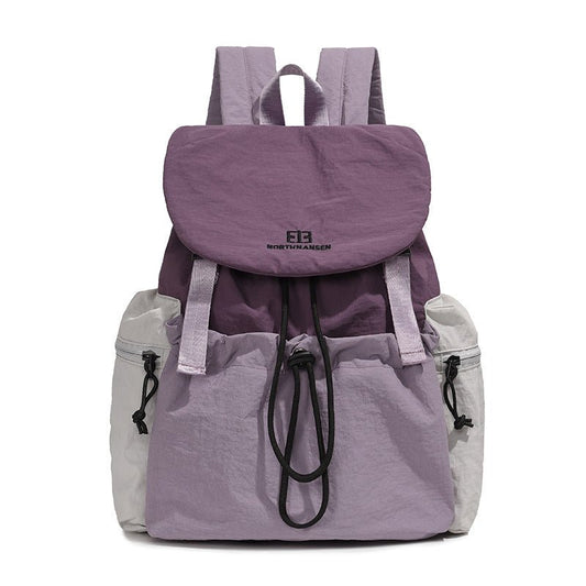 Nylon flip - top drawstring travel backpack - zoraflux