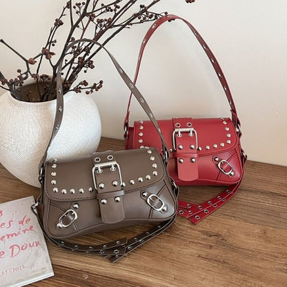 Personalized motorcycle rivet commuter crossbody bag - zoraflux