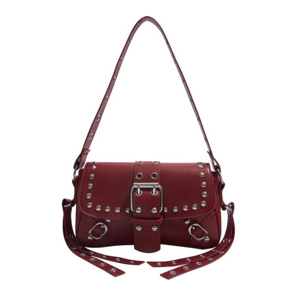 Personalized motorcycle rivet commuter crossbody bag - zoraflux