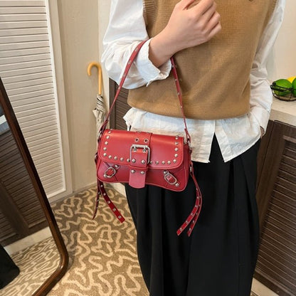 Personalized motorcycle rivet commuter crossbody bag - zoraflux