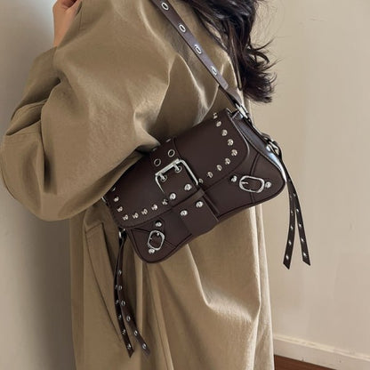 Personalized motorcycle rivet commuter crossbody bag - zoraflux