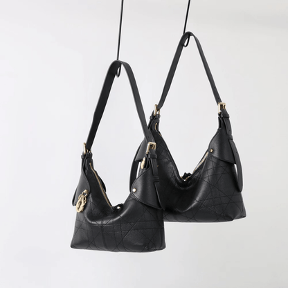 Pleated cowhide wicker pattern handbag - zoraflux