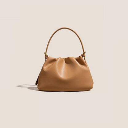 Pleated soft cowhide cloud - shaped crossbody bag - zoraflux