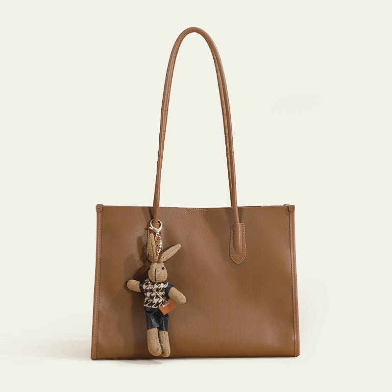 Portable leather commuter tote bag - zoraflux