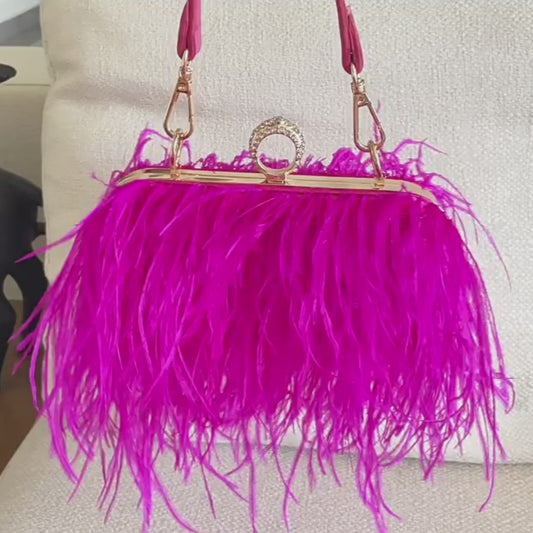 Fashionable plush evening dress chain bag