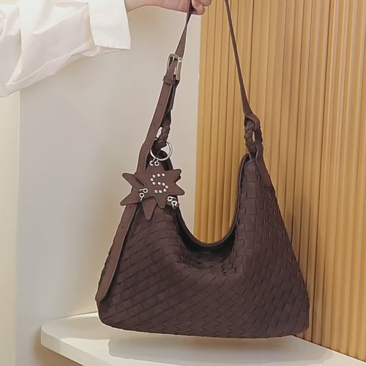 Large Capacity Woven Suede Matte Velvet Bucket Bag: High-End Versatile Shoulder Crossbody Tote