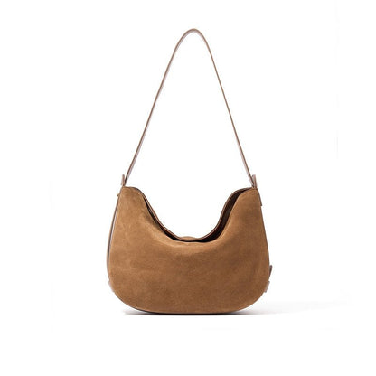 Retro genuine leather sandblasted cowhide shoulder bag at the armpit - zoraflux