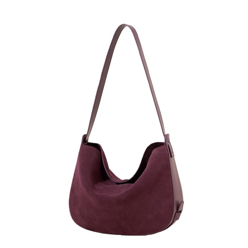 Retro genuine leather sandblasted cowhide shoulder bag at the armpit - zoraflux