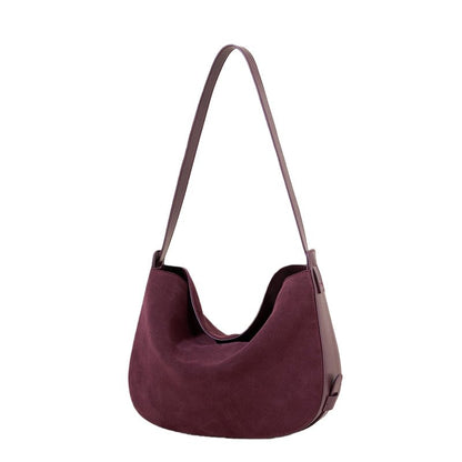 Retro genuine leather sandblasted cowhide shoulder bag at the armpit - zoraflux