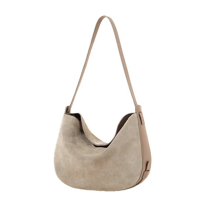 Retro genuine leather sandblasted cowhide shoulder bag at the armpit - zoraflux