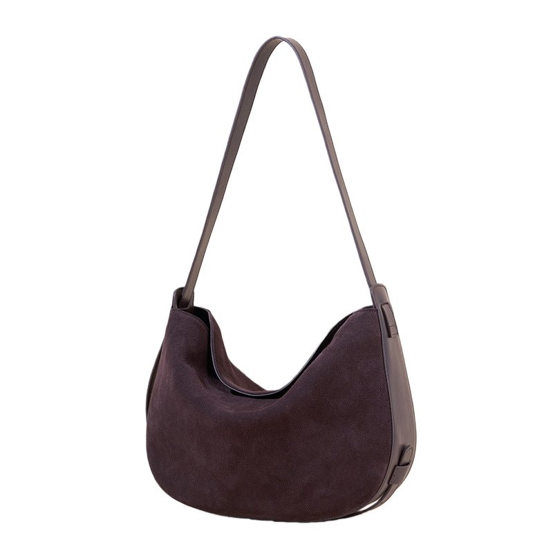 Retro genuine leather sandblasted cowhide shoulder bag at the armpit - zoraflux