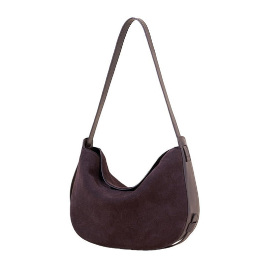 Retro genuine leather sandblasted cowhide shoulder bag at the armpit - zoraflux