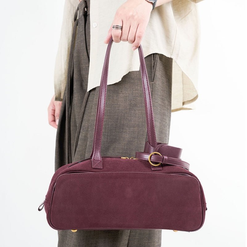 Retro matte leather bowling bag - zoraflux