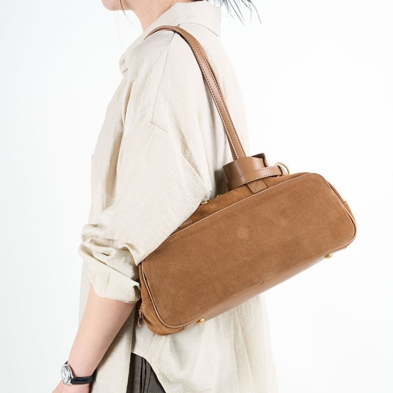 Retro matte leather bowling bag - zoraflux