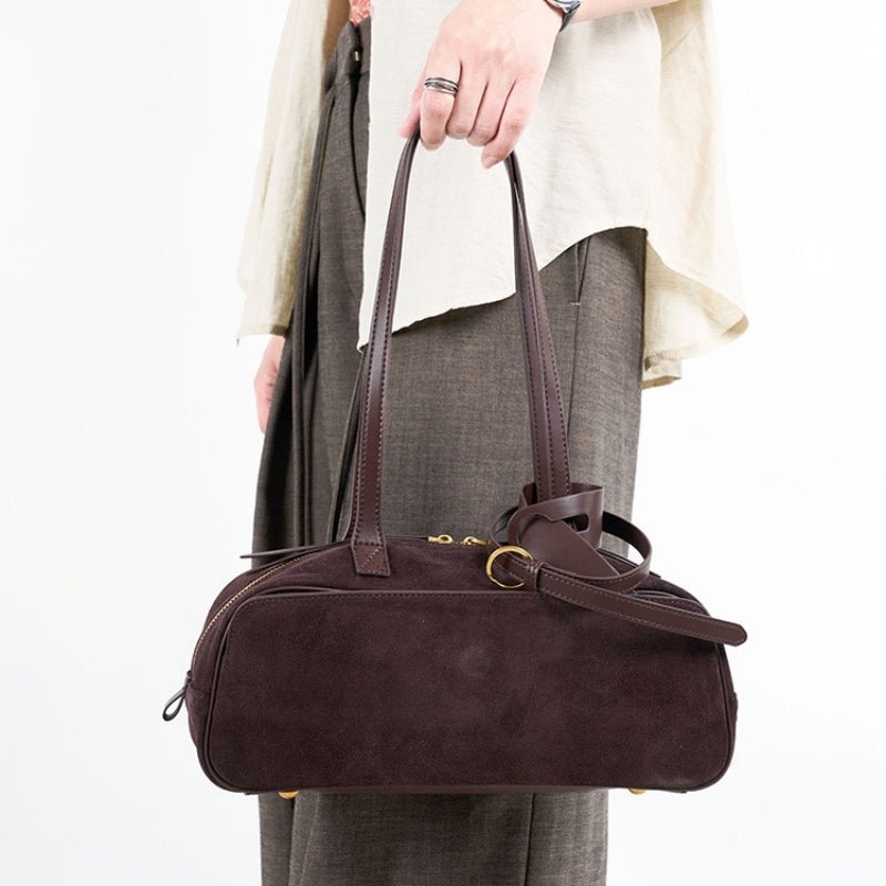 Retro matte leather bowling bag - zoraflux