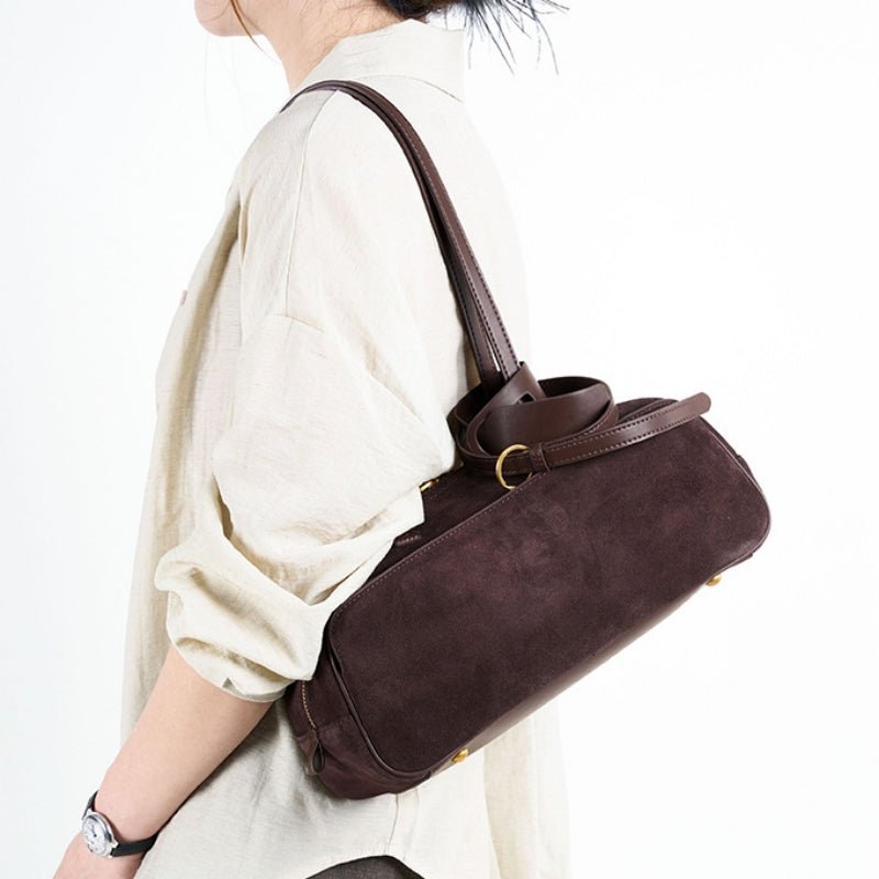 Retro matte leather bowling bag - zoraflux