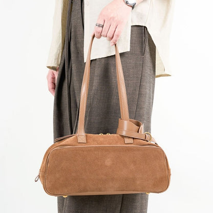 Retro matte leather bowling bag - zoraflux