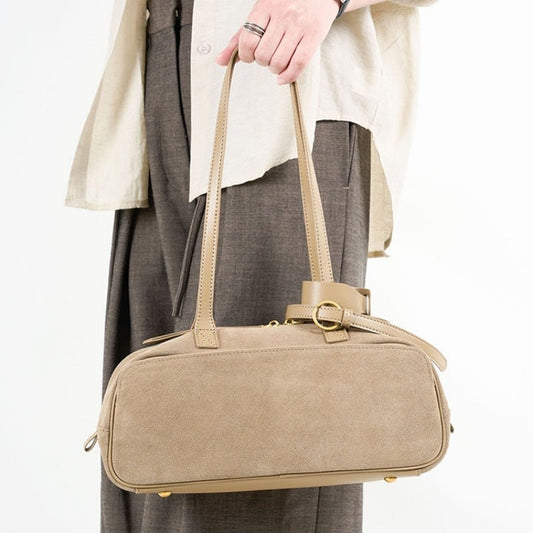 Retro matte leather bowling bag - zoraflux