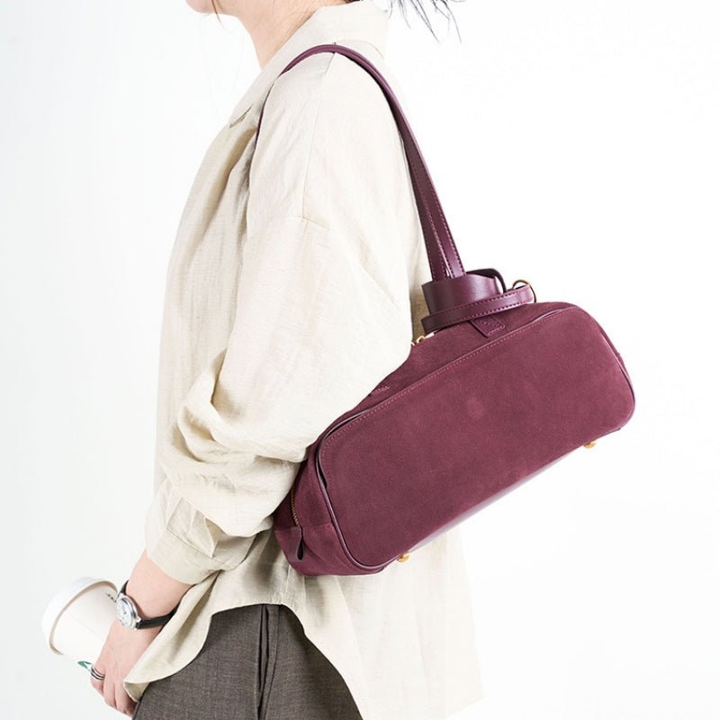 Retro matte leather bowling bag - zoraflux