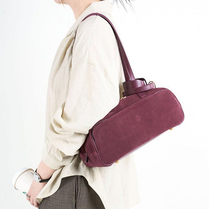 Retro matte leather bowling bag - zoraflux