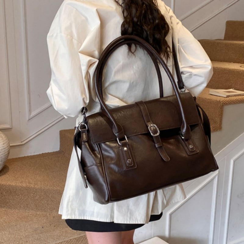 Retro-style Personalized Hardware Tote Shoulder Bag - zoraflux