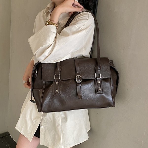 Retro-style Personalized Hardware Tote Shoulder Bag - zoraflux