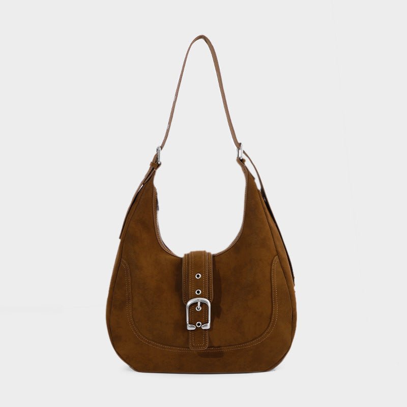 Retro suede patterned crossbody saddle bag - zoraflux