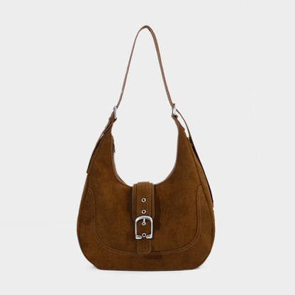 Retro suede patterned crossbody saddle bag - zoraflux