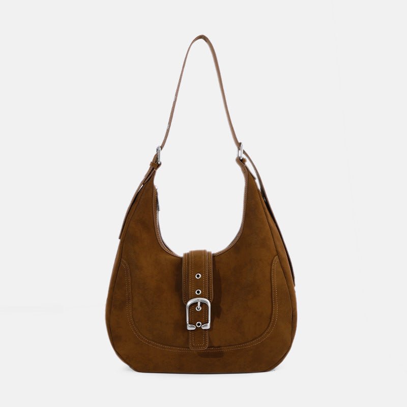 Retro suede patterned crossbody saddle bag - zoraflux