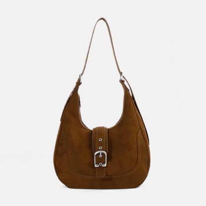 Retro suede patterned crossbody saddle bag - zoraflux