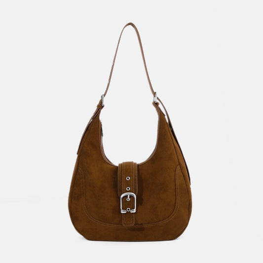 Retro suede patterned crossbody saddle bag - zoraflux