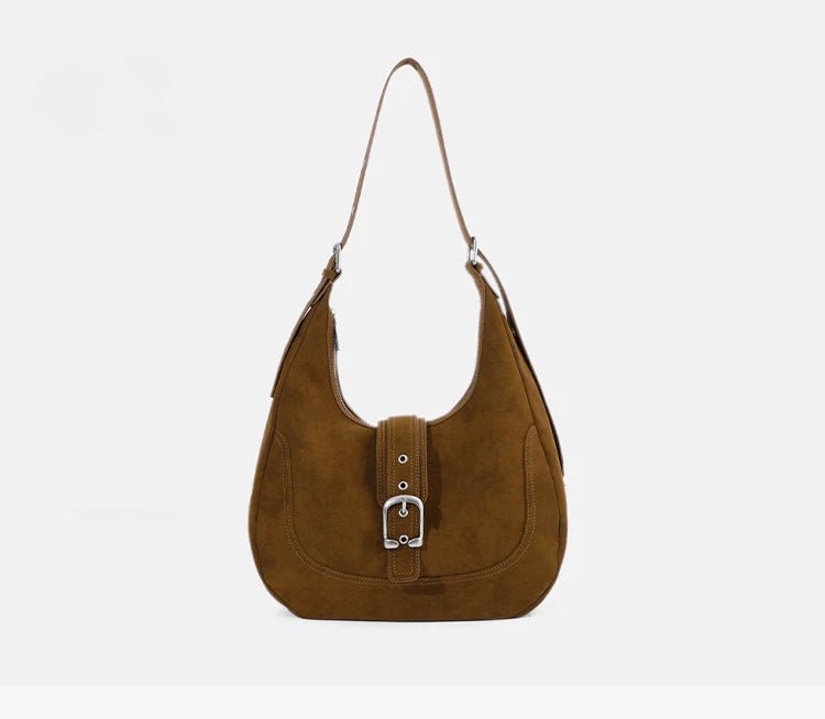 Retro suede patterned crossbody saddle bag - zoraflux