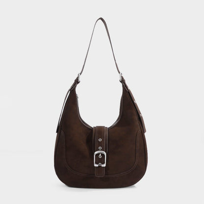 Retro suede patterned crossbody saddle bag - zoraflux