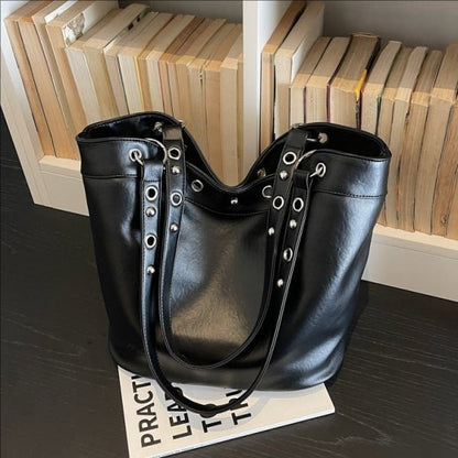 Rivet large capacity punk style tote bag - zoraflux
