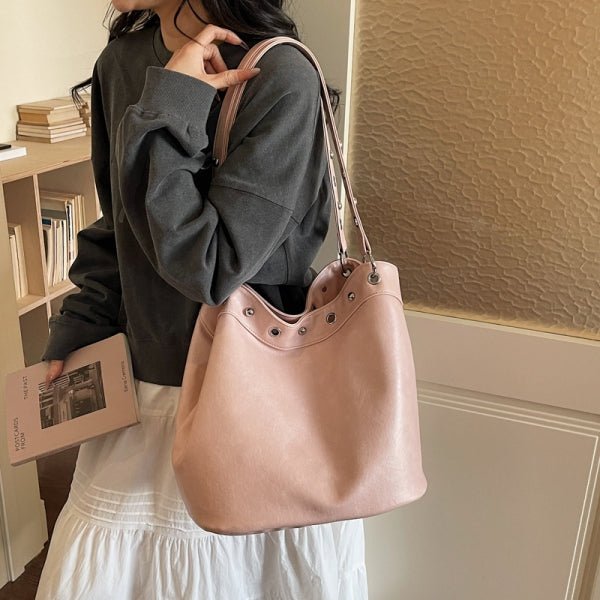 Rivet large capacity punk style tote bag - zoraflux